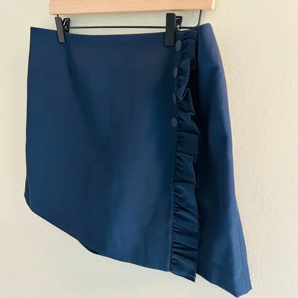 Tory Burch Tech Twill Golf Skort Size XL Navy Blue Ruffle Skirt Shorts Sporty - Picture 5 of 14